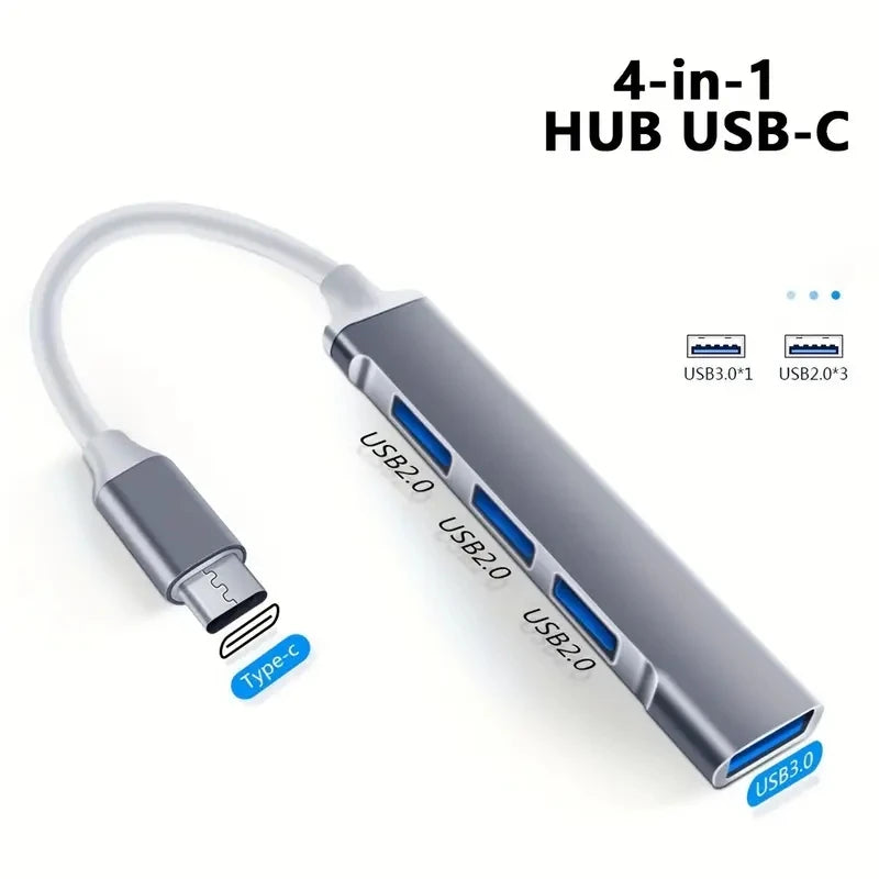 Hub USB-C 4 Ports – Adaptateur OTG Compatible MacBook, PC & Tablette