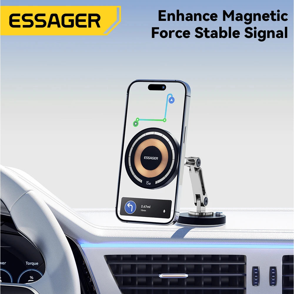 Support Voiture Magnétique 15W – Charge Rapide Sans Fil