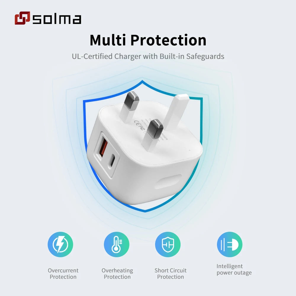 Chargeur Rapide USB-C & USB – Adaptateur Mural Compact