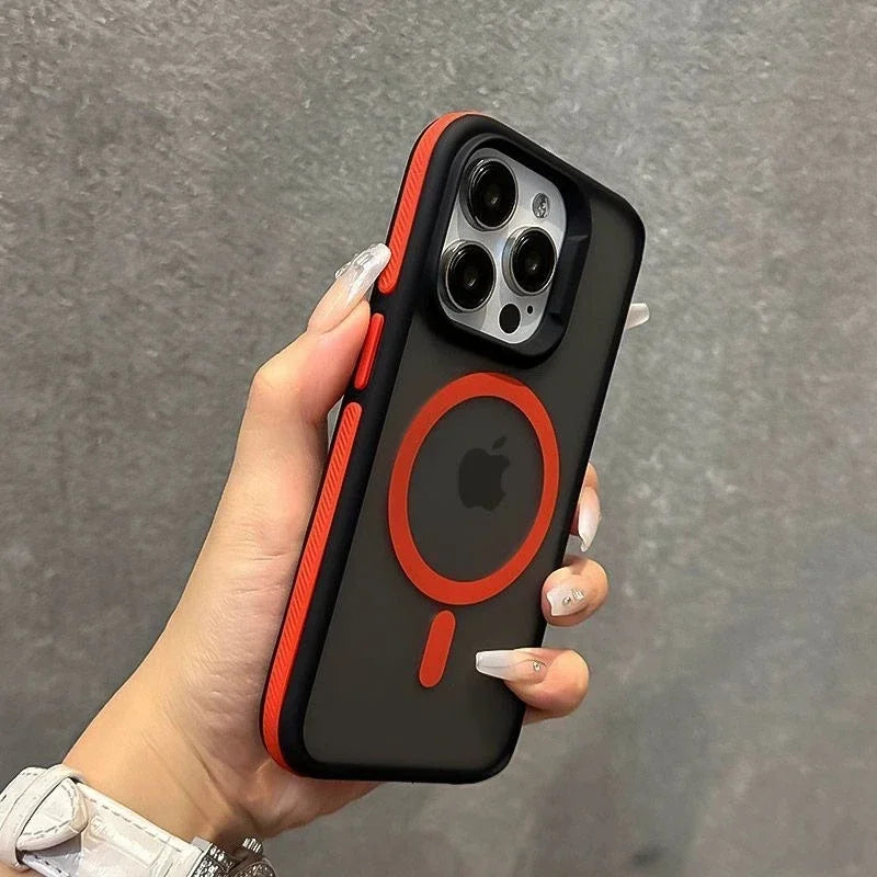 Coque Blindée Matte MagSafe – iPhone 16/15/14/13/12/11 Pro Max Red