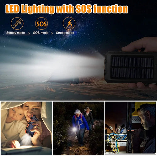 Batterie Solaire Portable 80000mAh – Charge Rapide, Lampe LED & Chargeur Universel