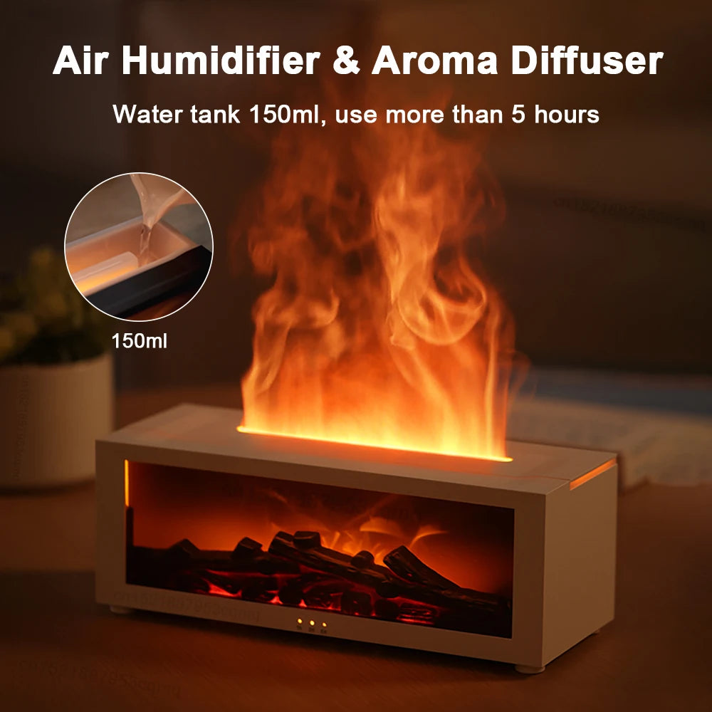 Humidificateur Flamme LED – Diffuseur Arômes & Lumière Ambiante avec Télécommande