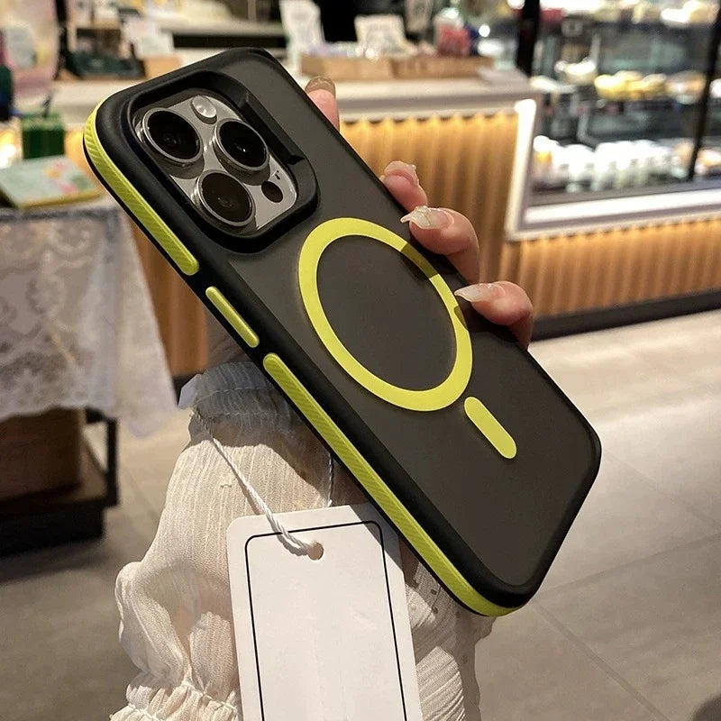 Coque Blindée Matte MagSafe – iPhone 16/15/14/13/12/11 Pro Max Yellow