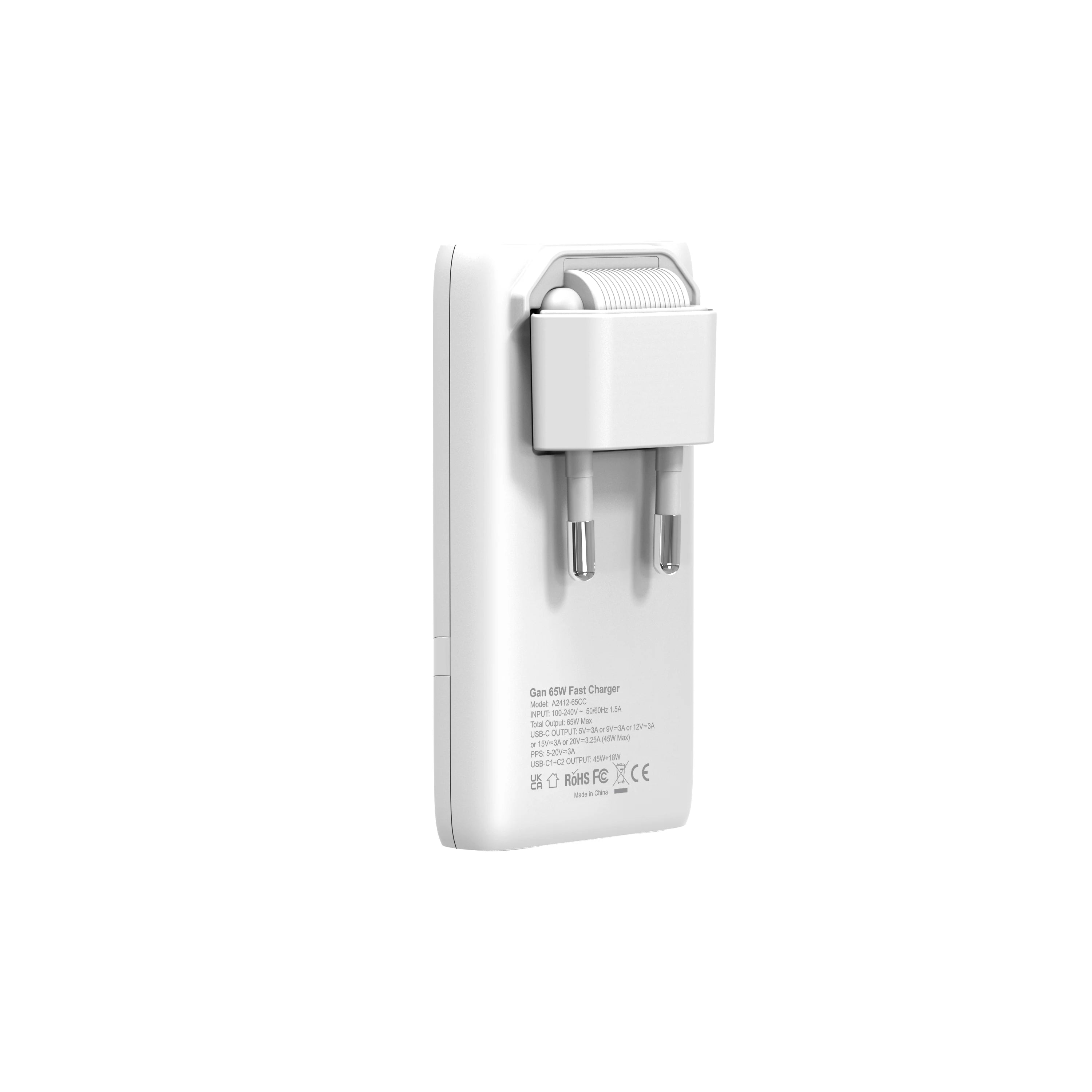 Chargeur GaN 65W Double Port USB-C – Charge Ultra-Rapide & Compact 65W-white