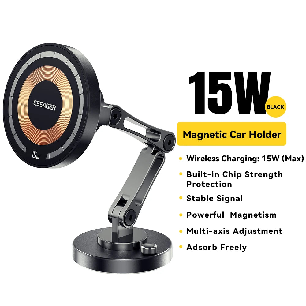 Support Voiture Magnétique 15W – Charge Rapide Sans Fil Charging Style