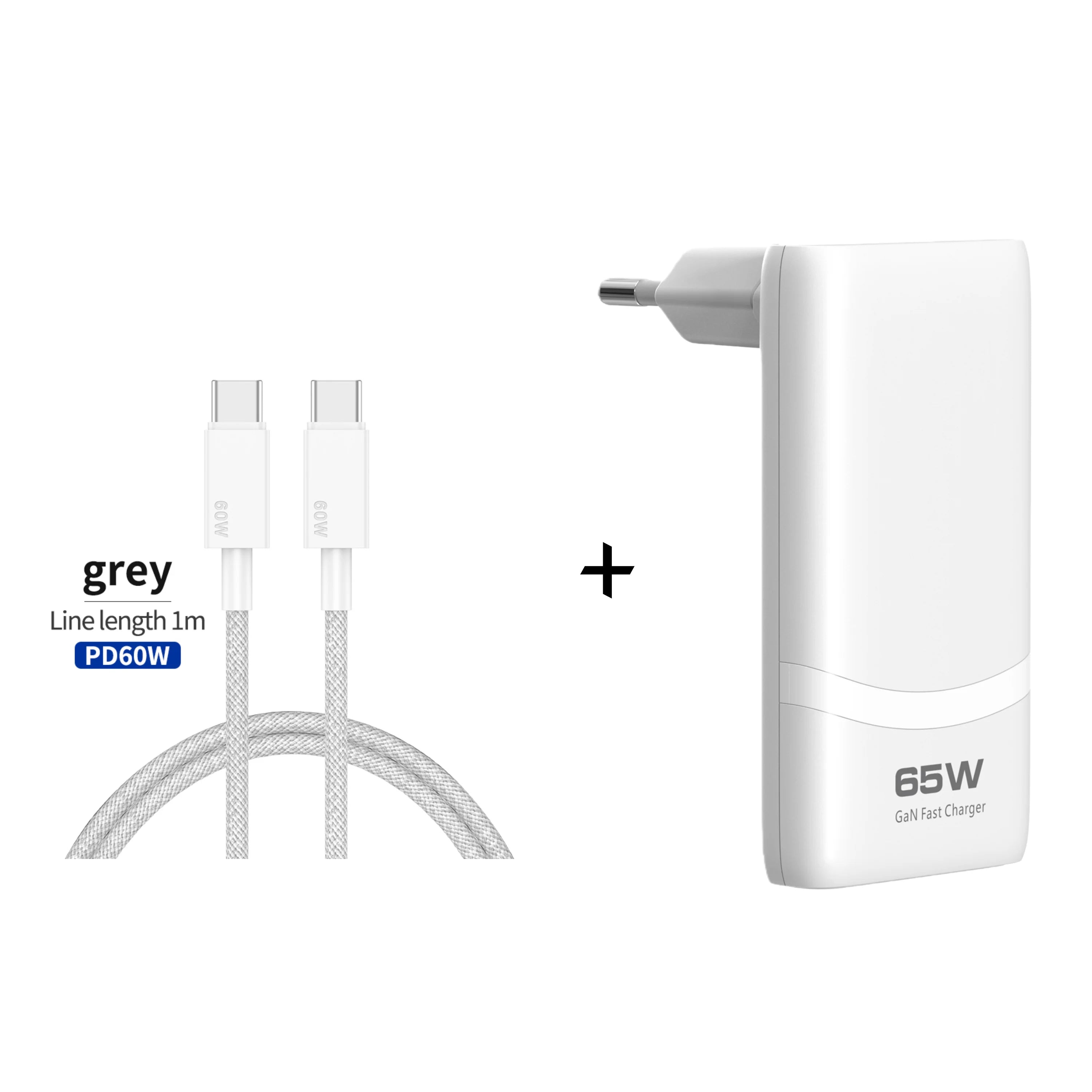 Chargeur GaN 65W Double Port USB-C – Charge Ultra-Rapide & Compact 65W white-1m line