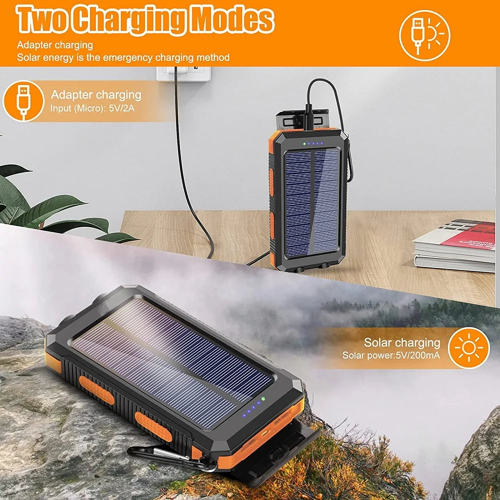 Batterie Solaire Portable 80000mAh – Charge Rapide, Lampe LED & Chargeur Universel
