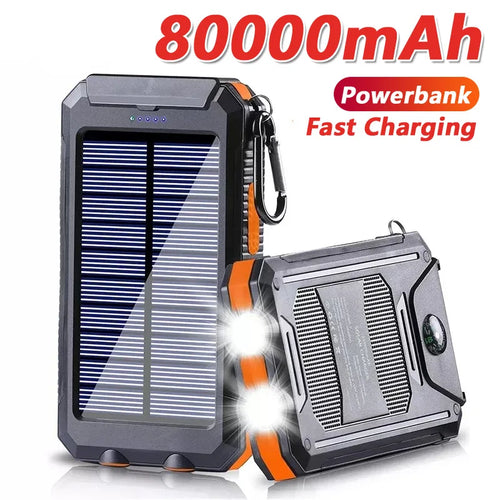 Batterie Solaire Portable 80000mAh – Charge Rapide, Lampe LED & Chargeur Universel