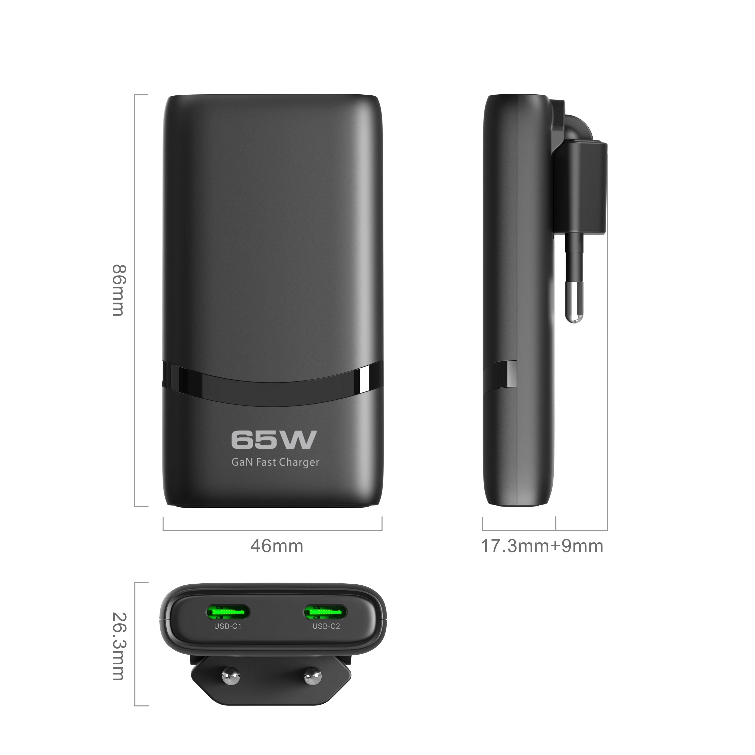 Chargeur GaN 65W Double Port USB-C – Charge Ultra-Rapide & Compact