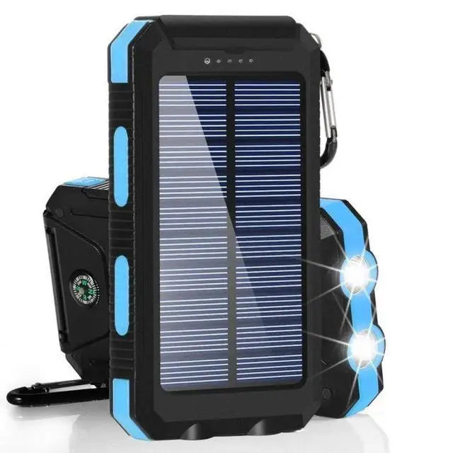 Batterie Solaire Portable 80000mAh – Charge Rapide, Lampe LED & Chargeur Universel blue 50001mAh-100000mAh